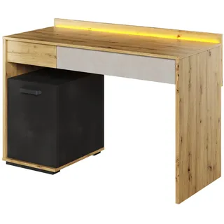 Furniture24 Schreibtisch Qubic QB-08 mit 2 Schubladen, Tür und LED Beleuchtung, Schülerschreibtisch, Arbeitstisch, Computertisch, Kinderschreibtisch, PC-Tisch für Jugendzimmer, Kinderzimmer