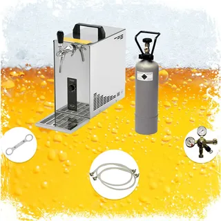 Komplett Set - Zapfanlage, Bierzapfanlage, Bierkoffer, Durchlaufkühler PYGMY 25 LE, 1-leitig Trockenkühler, 30 Liter/h, Green Line, Dreikant