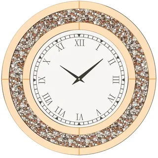 Moderne Wanduhr, römische Ziffern, funkelnde Kristall-Diamanten, Tawny getönt, 60 cm (24 Zoll)