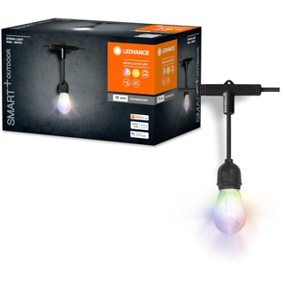 LEDVANCE SMART+ Outdoor WiFi-Lichterkette, 4,5W, 240lm, schwarz, warmweißes Licht (3000K) & RGB-Licht mit 16 Mio. Farben, App steuerbar, kompatibel mit Amazon, Google, IP44