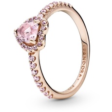 Bild von ROSE Timeless Ring "funkelndes Herz" 14k rosévergoldet, rosa Kristall, Zirkonia 188421C04 54