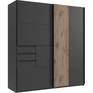 WIMEX Schwebetürenschrank Coburg 180 x 198 x 65 cm Grau/Schwarz