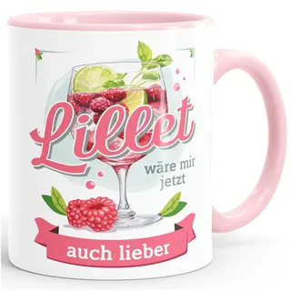 MoonWorks® Tasse mit Spruch Lillet wäre mir jetzt auch lieber Büro Alkohol Geschenk Freundin Kollegin Weiss-innen-rosa standard