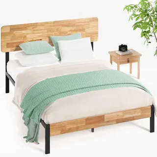 Zinus 36 cm Olivia Bettrahmen aus Holz und Metall | Lattenhalterung aus Holz | einfache Montage | 140 x 190 cm | Natur