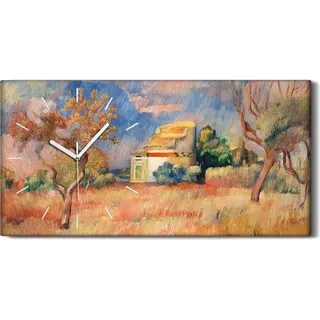 Wohnzimmer-Bild Leinwand Uhr 60x30 Gemälde Landhaus Haus Himmel Wolken Kunst - weiße Hände