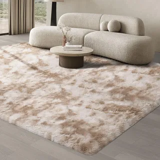 JOJOSEE Hochflor Teppich Wohnzimmer, 200 x 300 cm Anti-Rutsch Wohnzimmerteppich, Waschbarer Flauschiger Teppich für Schlafzimmer & Kinderzimmer, Kaffeebraun