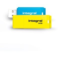 Integral 64GB Neon USB 2.0 Flash-Laufwerk 2er-Pack (Blau/Gelb)