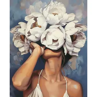 SULISO Malen Nach Zahlen Erwachsene Blume DIY Handgemalt Ölgemälde Kits für Kinder Anfänge Geschenke Kits für Mädchen Frau Geschenk Haus Deko 40x50CM,Pfingstrose Mädchen