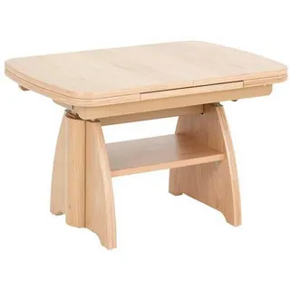 Venda Couchtisch , Eichefarben , Metall, Holzwerkstoff , Wildeiche , furniert , rechteckig , Wange , 65x56-75x90-130.5 cm , ausziehbar, höhenverstellbar , Wohnzimmer, Wohnzimmertische, Couchtische, Höhenverstellbare Couchtische