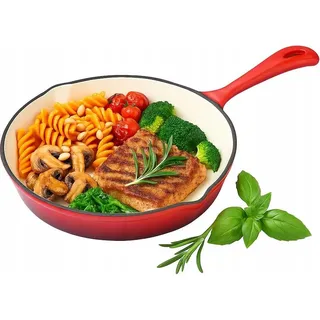 Krisberg Gusseisen-Emaille-Pfanne – 20 cm – Induktion | Backofen | Grill | Lagerfeuer - Rot