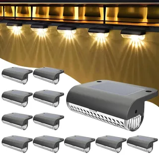 Anmossi Solar Zaunleuchten für Außen,8 Stück Solar Gartenleuchten, Wasserdichte LED Stufenleuchten für Draußen,Stufen,Zäune,Terrassen,Treppen,Pool und Hof,Warmweiß