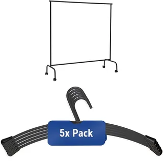 MAUL Reihengarderobe MAULlimbo | Schwarz Kleiderbügel aus Metall (5 Stück) | Schwarz