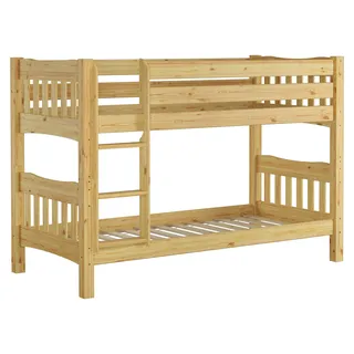Etagenbett Kiefer Massivholzbett 90x200 Stockbett Hochbett Zubehör wählbar V-60.15-09Ni70 Rollrost inkl. - Naturbelassen