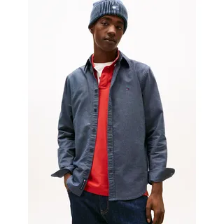 Langarmhemd TOMMY JEANS "TJM OXFORD", Herren, Gr. M, N-Gr, schwarz night navy, Web, Obermaterial: 100% Baumwolle, regular fit, Manschette, Hemden Langarmhemd, regular fit, Button-down-Kragen, basic