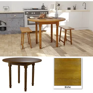 Esstisch klein, 80 x 75 cm (Ø x H) Eiche, runder vintage Küchentisch, Industrie-Design, vintagebraun-schwarz Esstisch Esszimmertisch Wohnzimmer Küchentisch - Braun