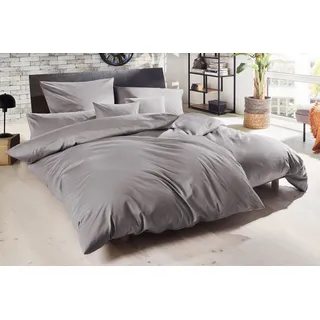 Primera Uni Luxus-Satin Grau 200 x 200 cm + 3 x 80 x 80 cm