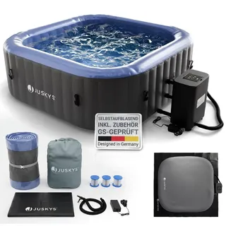 Juskys Whirlpool SpaLuxe 185 x 185 x 65 cm Grau/Blau