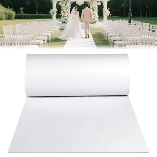 TWSOUL Weiß Hochzeitsteppich Gangläufer,1m x 10m Hochzeits-Teppich-Läufer, 2,2mm Dicke Hochzeit Läufer Event Teppich,Messeteppich,Empfangsteppich,Premierenteppich,Gangläufer