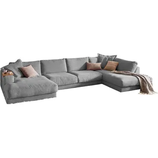 KAWOLA Sofa MADELINE Wohnlandschaft U-Form Cord grau Longchair links - Grau