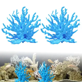 ASOFTY Aquarium Deko Künstliche Korallen, Kunststoff Korallen, Wasserpflanze Dekoration, Korallenbaum Aquarium Ornamente für Landschaft Unterwasser (Blau)