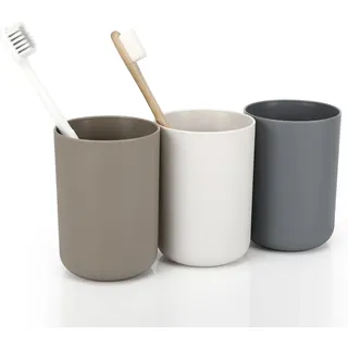 Farerkass Zahnbürstenbecher, 3 Stück 300ML Zahnputzbecher, Toothbrush Holder, Zahnbürsten Becher für Zahnbürste und Zahnpasta aus Kunststoff in Lebensmittelqualität Einfacher Stil, Zahnbürstenhalter