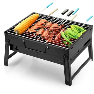 Uten Grill BBQ Portable Holzkohlegrills, Faltbare Grillwagen Outdoor Tischgrills Tragbar Picnikgrill