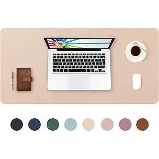 Erweitertes Mausepad Große Mausmat Schreibtischmatte Schreibtischunterlage für Laptop/Tastatur/Maus Schreibblock, Kunstleder Wasserdicht + Wildleder rutschfest 80 x 40cm (Beige)