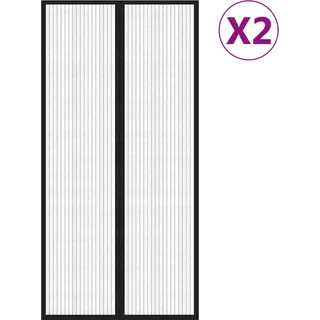 vidaXL Fliegengitter-Türvorhänge 2 Stk. Magnet Schwarz 220x100 cm - Schwarz