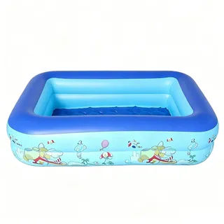 Aufblasbarer Pool – Rechteckiger verdickter übergroßer Familien-Wasserpool mit Meerestier-Design für Sommerspaß, aufblasbare Schwimmbäder für Hinterhof, Innen- und Außenbereich, Garten, Rasen, Party