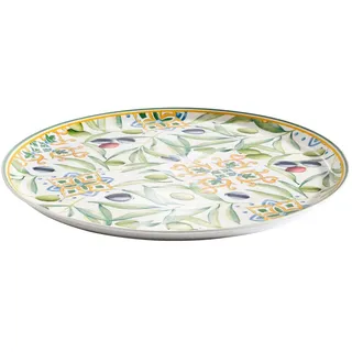 Ritzenhoff Breker Pizzateller , Gelb, Grün, Olivgrün , Keramik , orientalisch , rund , Lfgb , lebensmittelecht , Geschirr, Teller, Pizzateller