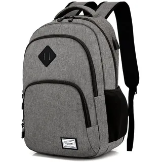 MoFut Rucksack Herren & Damen, Reiserucksack, Schultasche viele Fächer mit 15,6" Laptopfach, Wasserdichter Handgepäck Rucksäcke, Backpack für Studenten, Büroangestellte, Reisen Wandern (Grau)