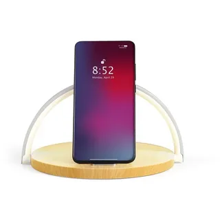 Livoo - Nachttischlampe mit Touchscreen 2 in 1 | Kabellose Ladestation | Fast Charge