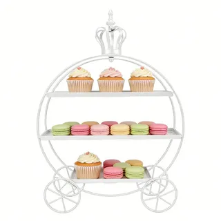 Cupcake Ständer mit 3 Etagen für Donuts, Früchte, Gebäck(Weiß) | Eiserne Tortenständer Dessert-Teller für Teeparty, Geburtstag, Hochzeit, Serviertablett-Regal aus Metall