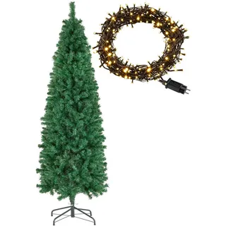 tectake Set Weihnachtsbaum MIT Lichterkette , pulverbeschichteter Metallständer mit Kunststoffkappen, grün , Grün , Dreieckig , 150 cm , Ce , Dekoration, Weihnachtsdekoration, Christbäume & Zubehör