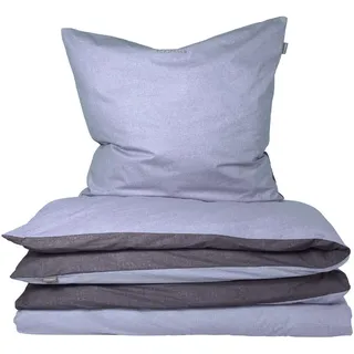 SCHIESSER Doubleface Unifarben Blau 155 x 220 cm + 80 x 80 cm