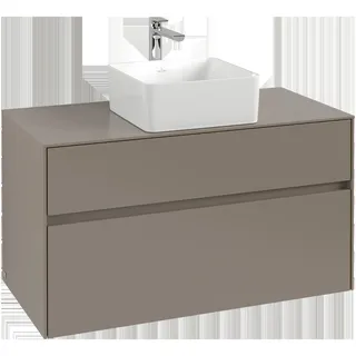 Villeroy & Boch Collaro Waschbeckenunterschrank, wandhängend, 2 Auszüge, Waschbecken mittig, 1000x548x500mm, C03800VN, Farbe: Front/Korpus: Cashmere Grey, Griff: Cashmere Grey