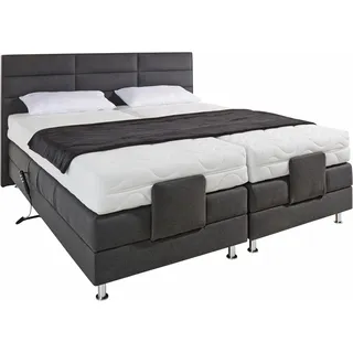 Westfalia Schlafkomfort Boxbett, grau (anthrazit), B:194cm L:210cm, Box und Kopfteil: Feinstrukturstoff (77% Polyester und 23% Viskose);Bezug der Obermatratze: 100% Polyester, WESTFALIA SCHLAFKOMFORT, Komplettbetten, Boxspringbett, mit Motor in diversen Ausführungen