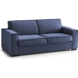 Schlafsofa Samantha, 2-Sitzer-Sofa, 100%  Italy, Wohnzimmersofa mit drehbarer–ffnung, aus gepolstertem Stoff, mit schmalen Armlehnen, Cm 160x95h90, Grau - Blau