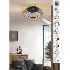 Bild Leuchten LED Deckenleuchte »KARLSBORG Deckenventilator mit Beleuchtung, m. Fernbedienung, dimmbar«, 1 flammig-flammig, LED Ventilator 3 Stufen Timer Memoryfunktion Lichtfarbe einstellbar, schwarz matt, Ø 44358962-0