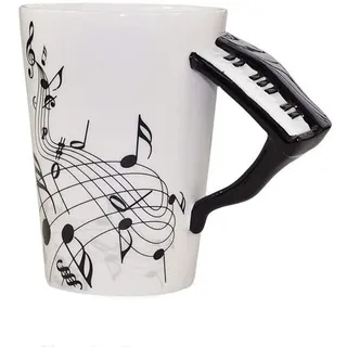ufengke-ts Musikalische Anmerkungs Entwurfs Keramik Kaffeetasse Teetassen, Kreativer Schwarzer Klavier Griff Personifizieren Kaffeetasse Milch Becher, Für Geschenk Und Haushalts,Büro