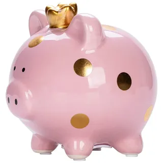 Prinzessin Sparschwein aus Keramik Rosa – Dekorative Spardose mit Öffnung, Sammlerstück für Erwachsene, Geschenk für Hochzeit Taufe Geburtstag, kein Spielzeug, ab 14 Jahren