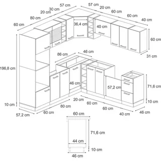 Vicco Eckküche R-Line, 237 x 247 cm , AP Eiche, Sonoma/Goldkraft Eiche