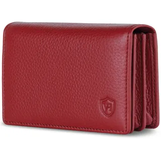 VON HEESEN® Visitenkartenetui Leder mit RFID-Schutz - Platz für 50 Visitenkarten - 6 Fächer - Visitenkarten Etuis - Geschenk für Damen & Herren (Rot)