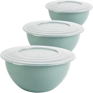 Salatschüssel & Rührschüssel mit Deckel, 5L, grün, vielseitig, 3er-Set, EU-Qualität - Grün