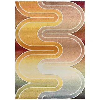 Atticgo Webteppich orange und beige Sybil 160/230 cm , Textil , Grafikmuster , Rechteckig , 160x230 cm , Oeko-Tex® Standard 100 , antistatisch, für Fußbodenheizung geeignet, leicht zusammenrollbar , Teppiche und Böden, Teppiche