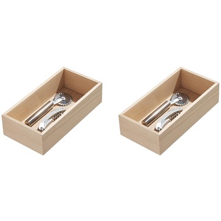 iDesign Schubladeneinsatz für die Küche, Besteckkasten aus Paulownia-Holz für die Küchenschublade oder den Schrank, Schubladen Organizer für Besteck, beige (Packung mit 2)