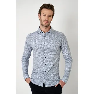 DESOTO Langarmhemd »Jerseyhemd Casual Kent langarm« Flexibler Stretch, mit modischem Allover-Print, beige