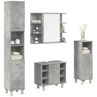 vidaXL Badmöbel-Set Betongrau 4-tlg. Holzwerkstoff
