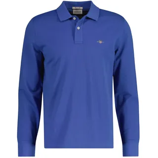 Poloshirt GANT "Poloshirt Regular Shield Longsleeve Pique Rugger 1er Pack", Herren, Gr. 5XL, blau (blau (rich blau)), Obermaterial: 100% Baumwolle CO., Shirts Poloshirt