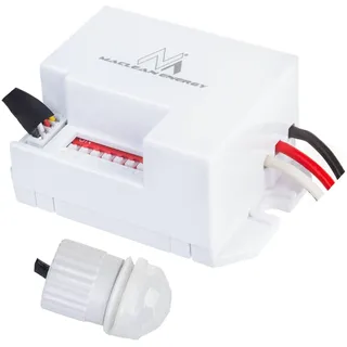 Maclean Brackets Maclean PIR-Bewegungsmelder mit externer Sonde 12-24V DC 360° Erfassungswinkel Einstellbare Empfindlichkeit und Leuchtdauer | Kompatibel mit LED-Lampen Wand- und Deckenmontage IP20 | MCE32 V